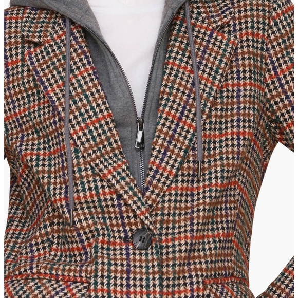 Avec Les Filles Plaid Dickey Sweatshirt Blazer Size Medium - Picture 2 of 7